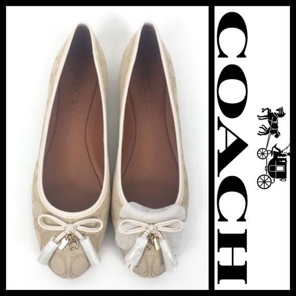 Coach Shoes - Coach Light Khaki Benni Signature Logo Flats NIB